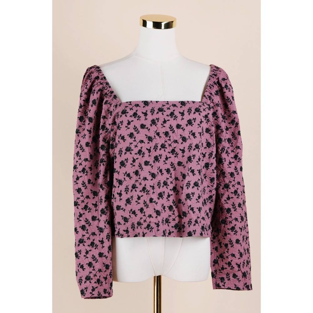 Sz M Madewell 100% Cotton Marilyn Pullover Blouse In Classic Floral Plum EUC